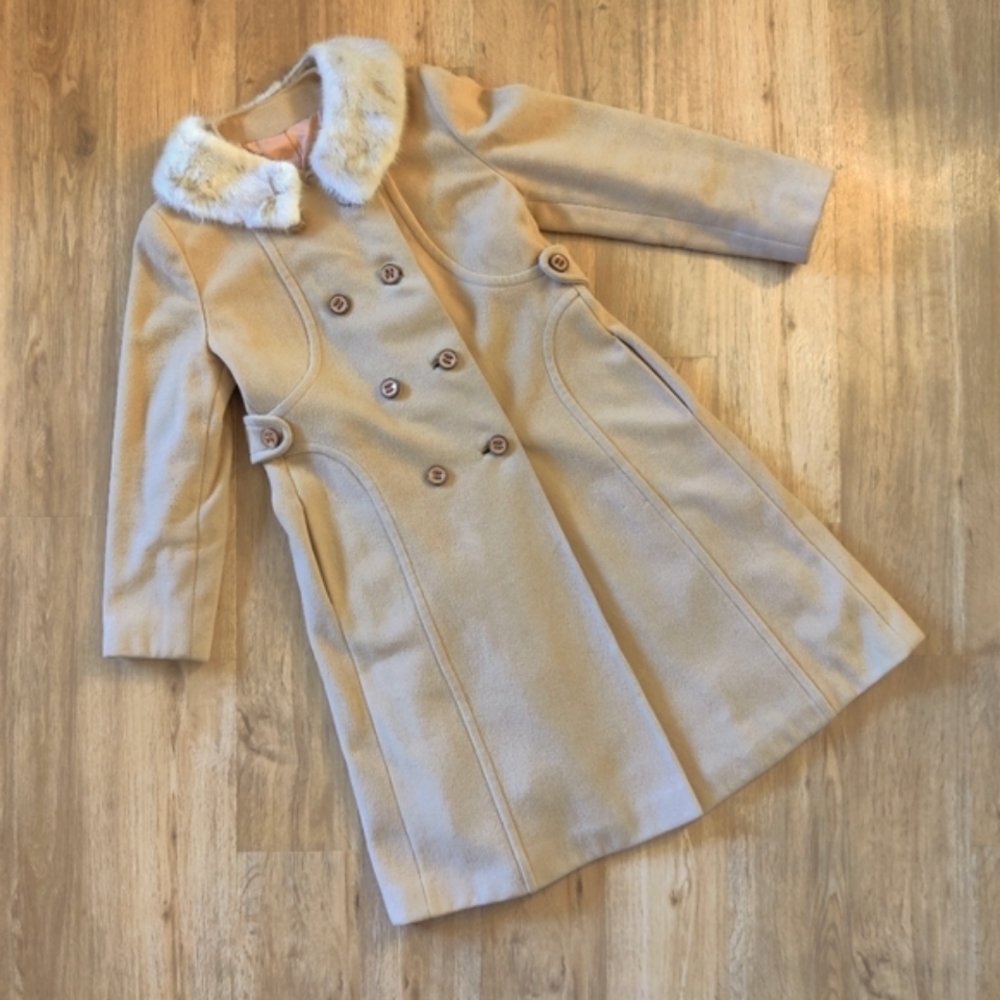 Vintage Wool Coat with Mink Fur Collar